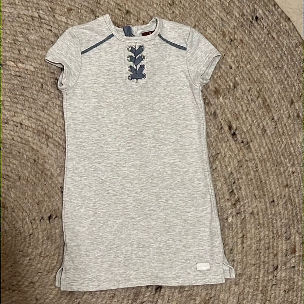 7 FOR ALL MANKIND Girls Gray Short Sleeve Dress; 2T